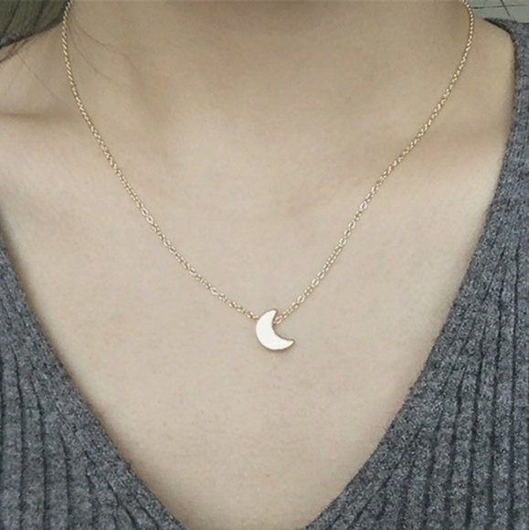 Gold tone Moon Necklace - Picture 3 of 4